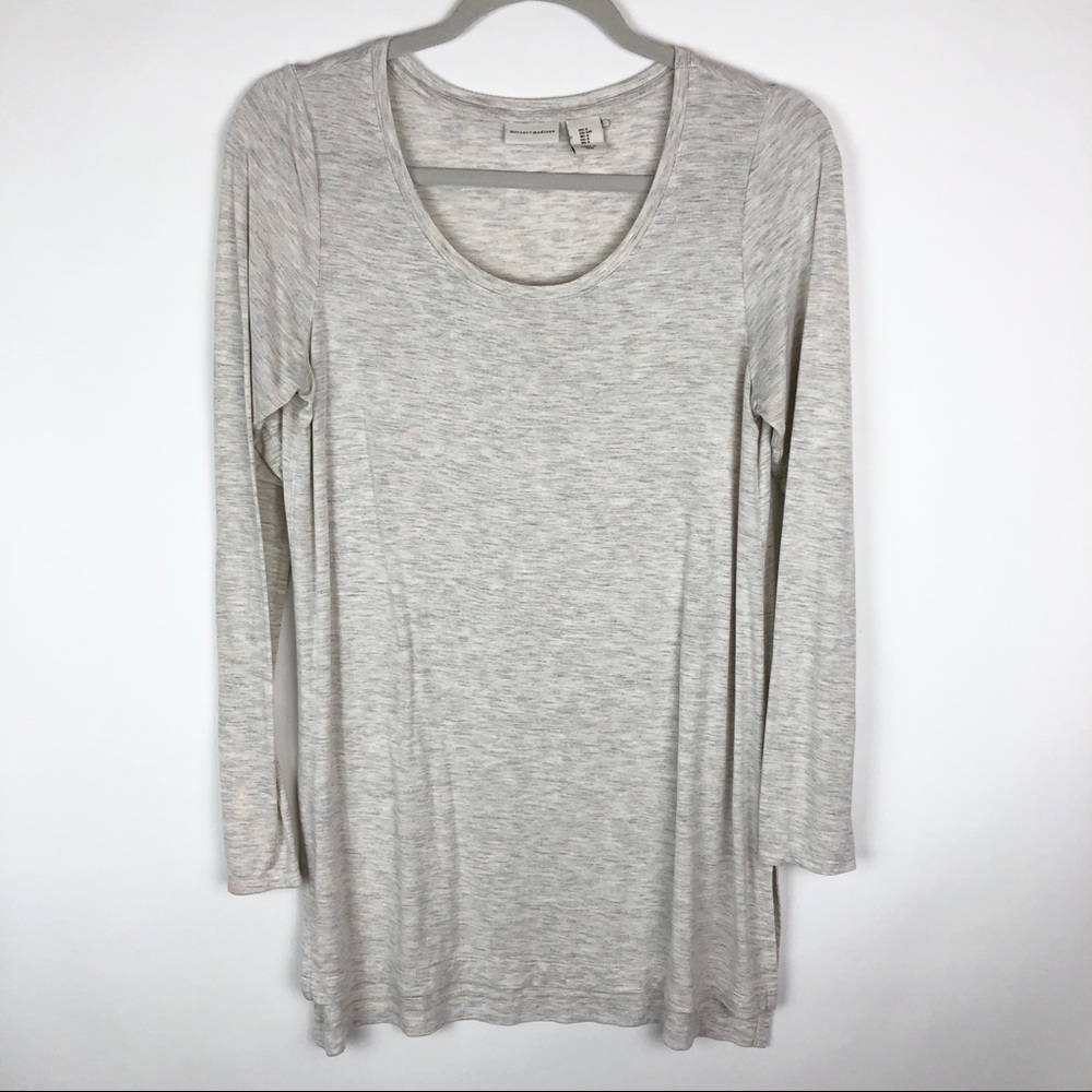 Mercer & Madison Heathered Cream 3/4 Sleeve Scoop Neck Tee